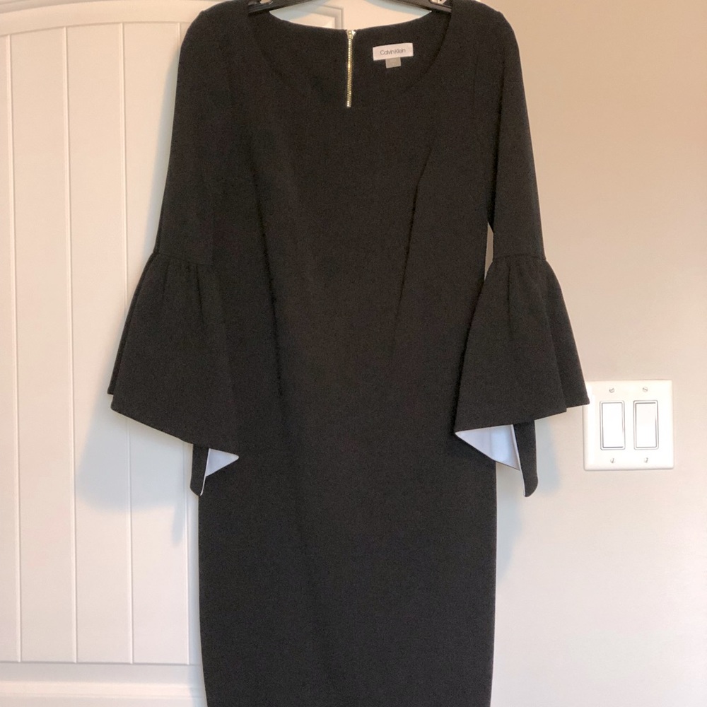 Calvin Klein Bell-Sleeved Sheath
